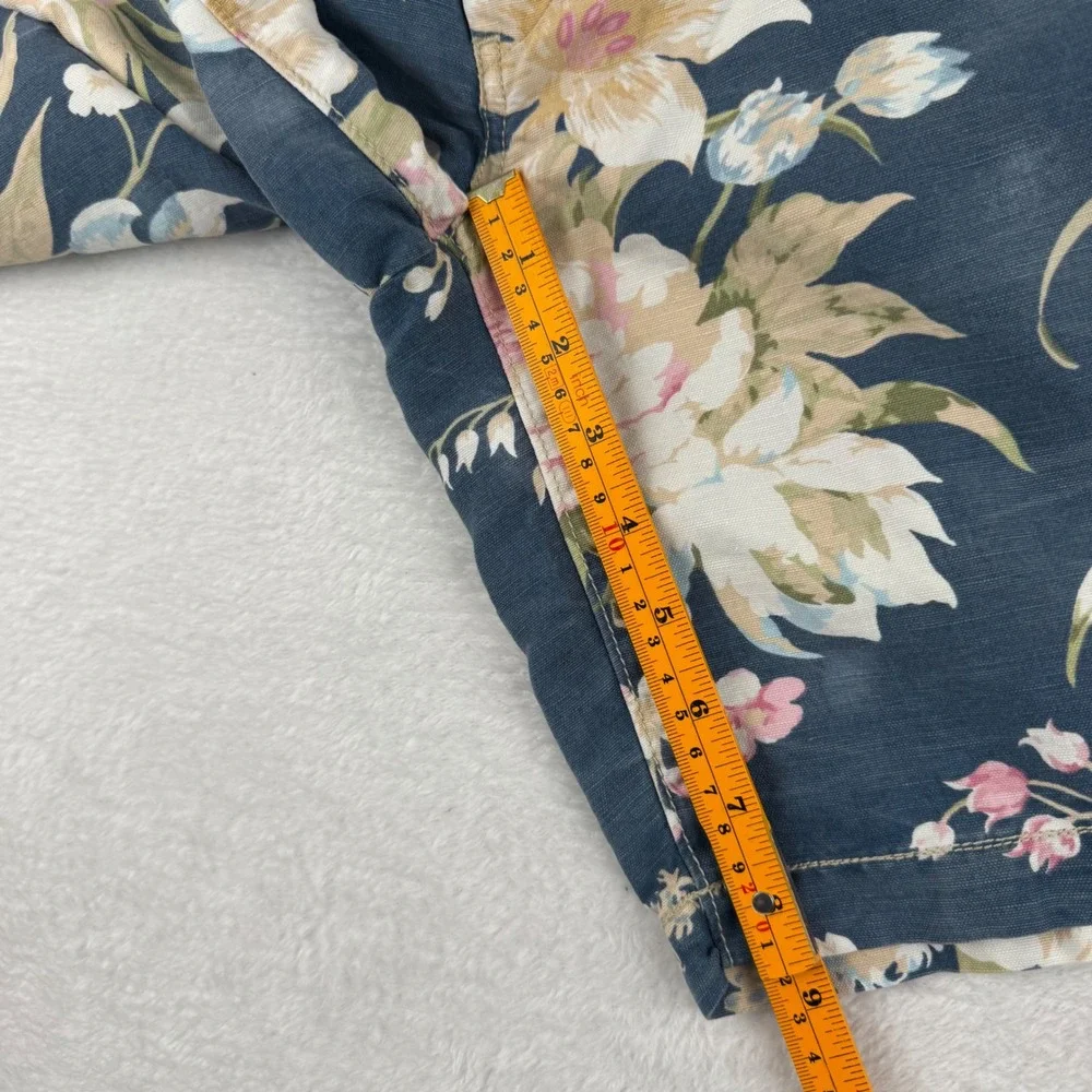 Polo Ralph Lauren Floral Shorts Mens 32 Blue Linen Blend Straight Fit‎ Tropical